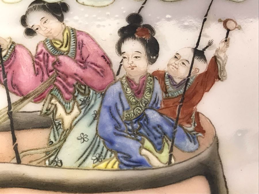 Antique Chinese Hand Painted Porcelain Tile 9' X 5.5' [Photo 9]