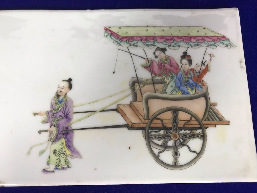 Antique Chinese Hand Painted Porcelain Tile 9' X 5.5' [Photo 3]