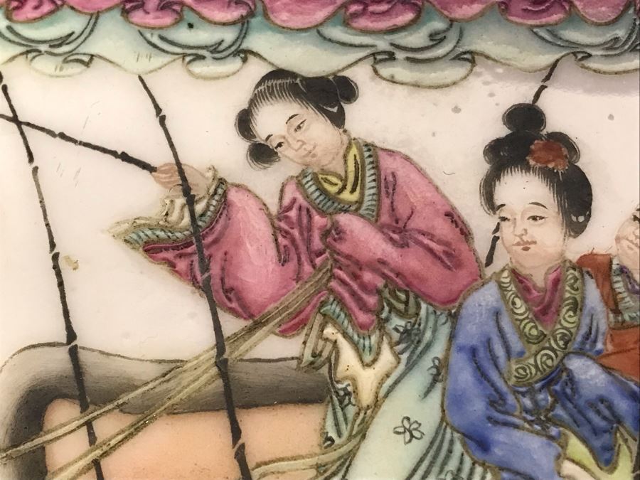 Antique Chinese Hand Painted Porcelain Tile 9' X 5.5' [Photo 8]