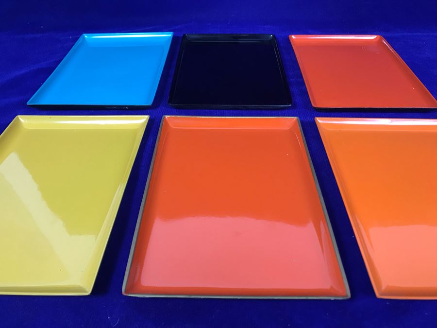 Set Of (6) Mid-Century Japanese Trays 8' X 5' [Photo 3]