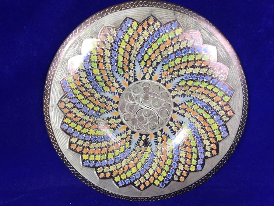 Turkish Hand Made Decorated Copper Tray By Erzincanlilar 11.5'R [Photo 2]