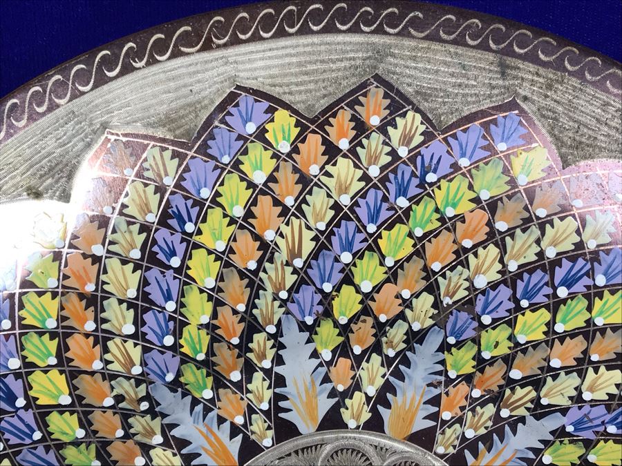 Turkish Hand Made Decorated Copper Tray By Erzincanlilar 11.5'R [Photo 4]