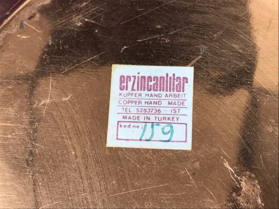 Turkish Hand Made Decorated Copper Tray By Erzincanlilar 11.5'R [Photo 6]