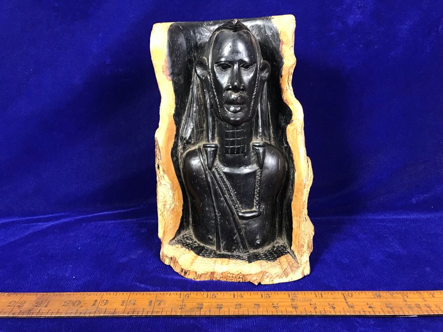 Vintage Ethnic Tree Trunk Figurine Carving 10'H [Photo 3]