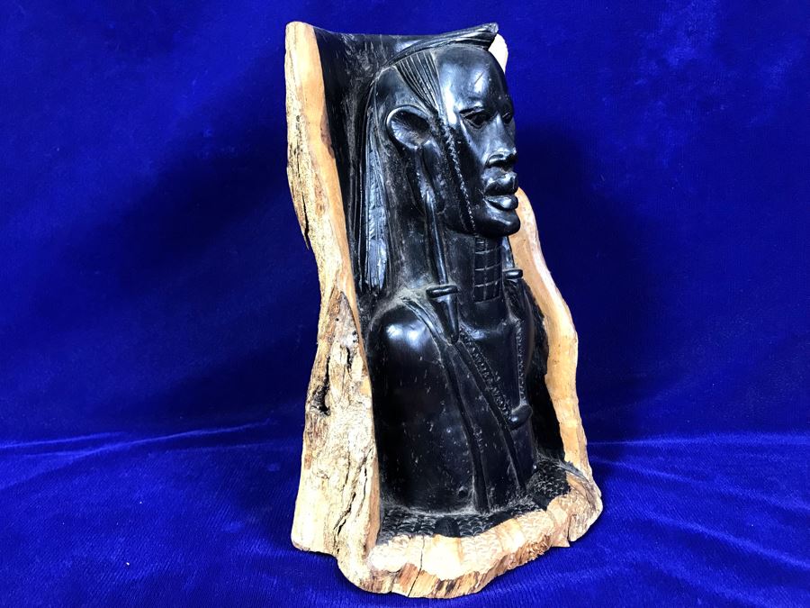 Vintage Ethnic Tree Trunk Figurine Carving 10'H [Photo 8]