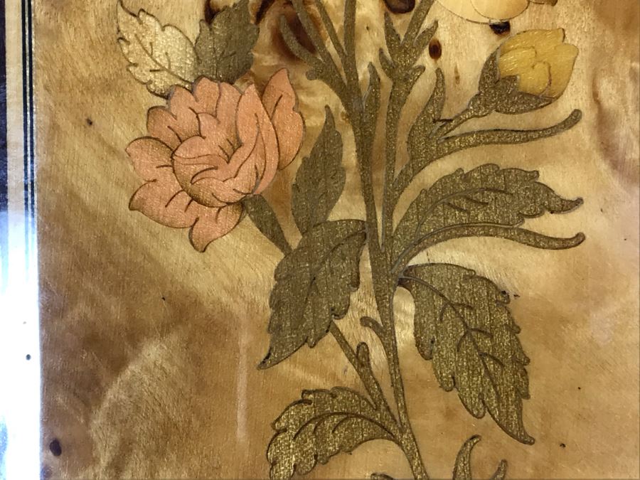 Pair Of Stunning Inlaid Wooden Wall Panels Floral Decoration Artwork 6' X 14' [Photo 10]