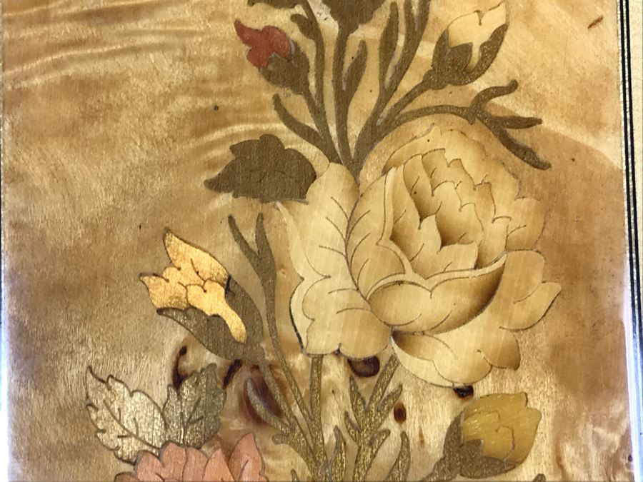 Pair Of Stunning Inlaid Wooden Wall Panels Floral Decoration Artwork 6' X 14' [Photo 9]