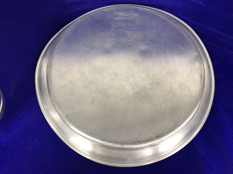 Tiffany & Co. Handcrafted Pewter Footed Bowl And Plate 10'W [Photo 13]