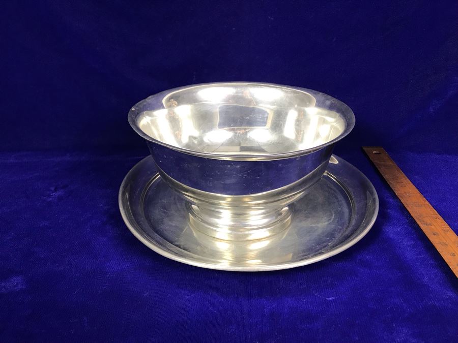 Tiffany & Co. Handcrafted Pewter Footed Bowl And Plate 10'W [Photo 10]