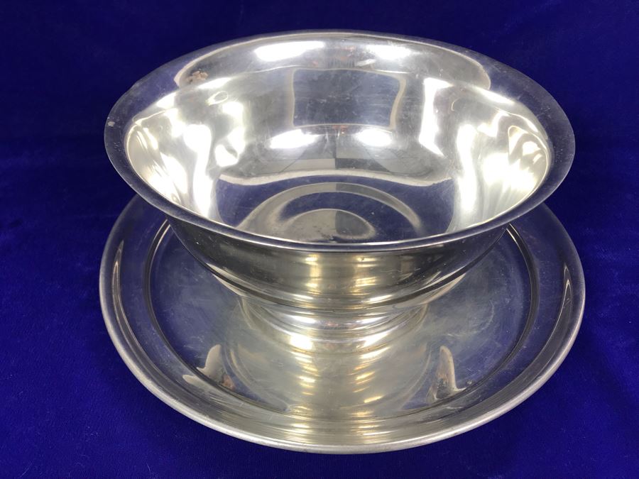 Tiffany & Co. Handcrafted Pewter Footed Bowl And Plate 10'W [Photo 5]