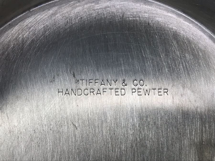 Tiffany & Co. Handcrafted Pewter Footed Bowl And Plate 10'W [Photo 12]