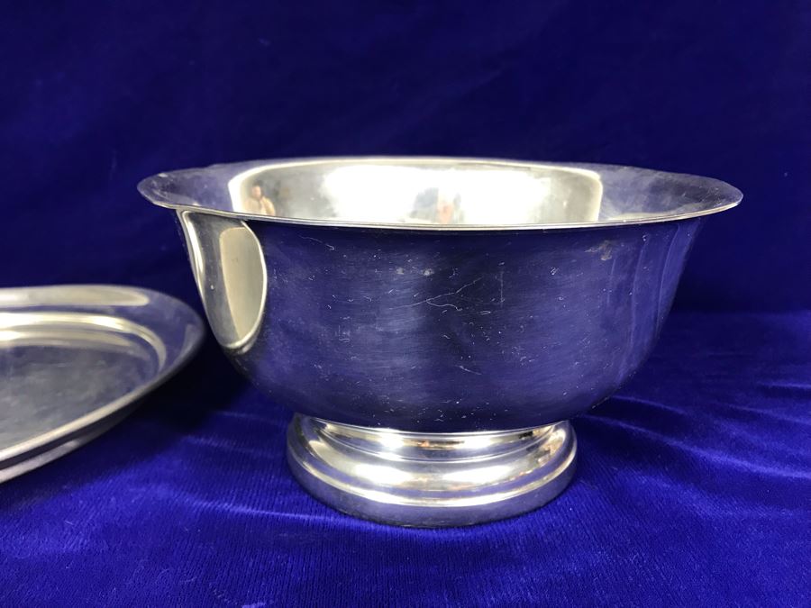 Tiffany & Co. Handcrafted Pewter Footed Bowl And Plate 10'W [Photo 6]