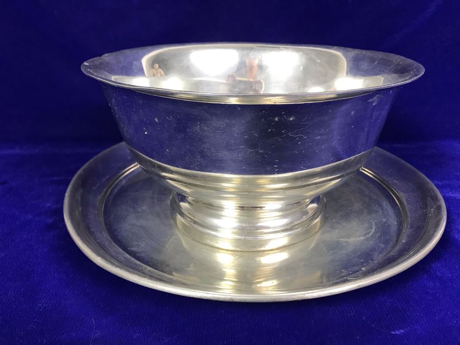 Tiffany & Co. Handcrafted Pewter Footed Bowl And Plate 10'W