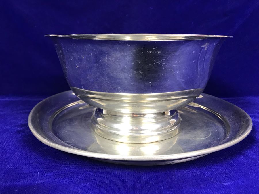 Tiffany & Co. Handcrafted Pewter Footed Bowl And Plate 10'W