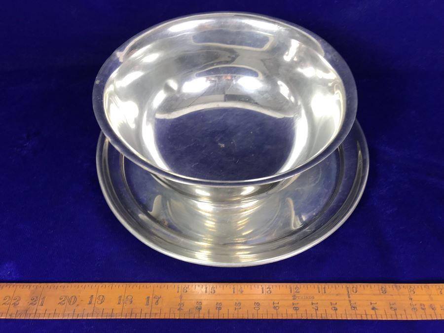 Tiffany & Co. Handcrafted Pewter Footed Bowl And Plate 10'W [Photo 8]