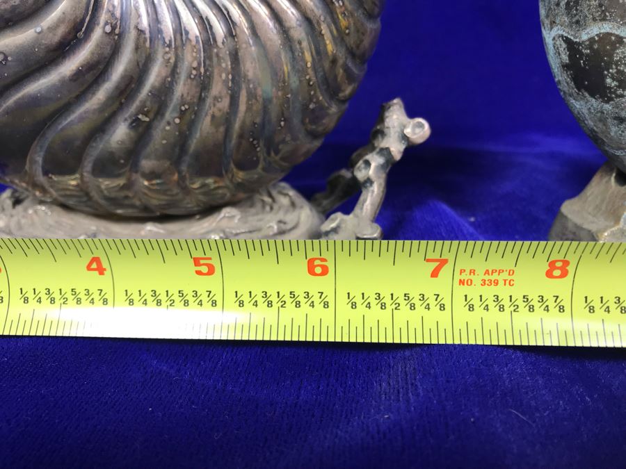 Pair Of Antique Victorian Nautilus Shell Silver Plated Spoon Warmers [Photo 19]