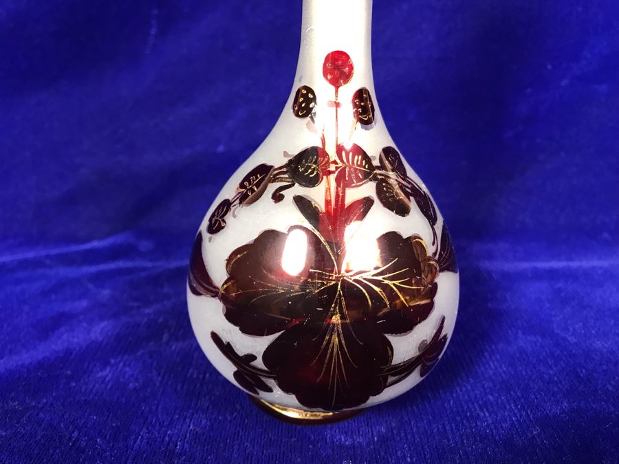 Vintage Red Hand Blown Glass Bottle With Stopper 9'H [Photo 2]