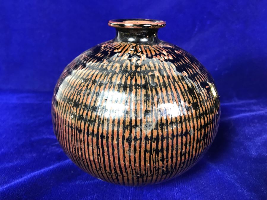 R: Vintage Tbilisi Ukraine USSR Pitcher, C: English Brass And Copper Vase, L: Mid-Century Japanese Pottery Vase [Photo 12]