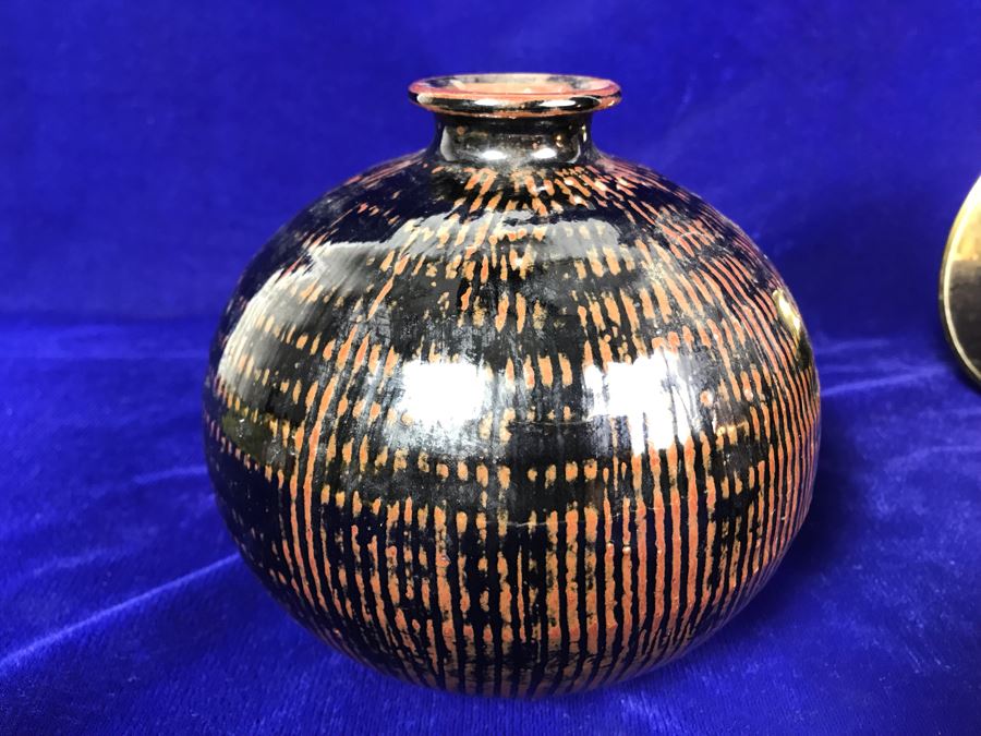 R: Vintage Tbilisi Ukraine USSR Pitcher, C: English Brass And Copper Vase, L: Mid-Century Japanese Pottery Vase [Photo 14]