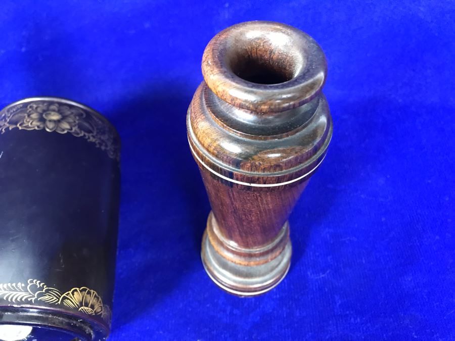 R: Turned Wooden Vase, C: Vintage Japanese Lacquer Box, L: Vintage Wooden Masher [Photo 8]