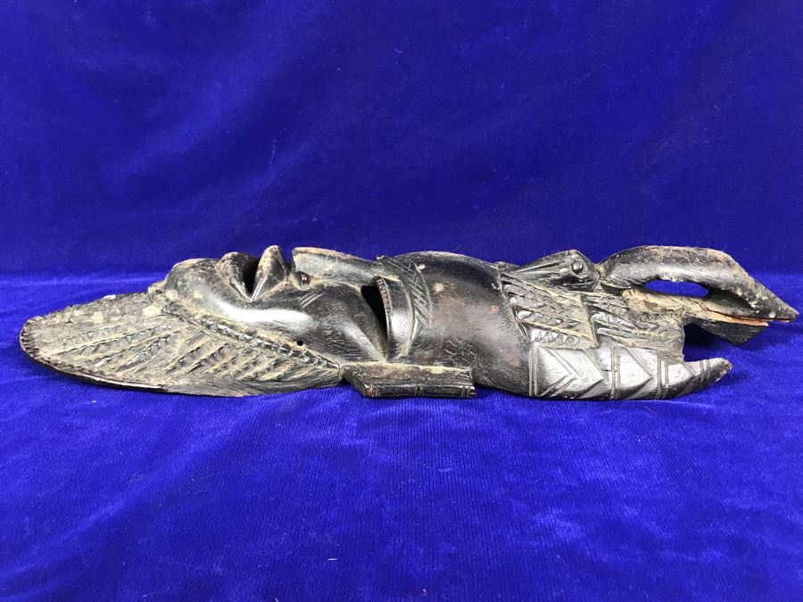 Large Vintage Carved Wooden Mask 22'H X 7'W [Photo 10]