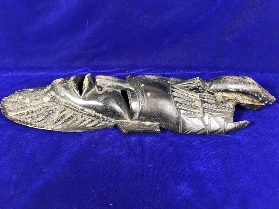 Large Vintage Carved Wooden Mask 22'H X 7'W [Photo 11]