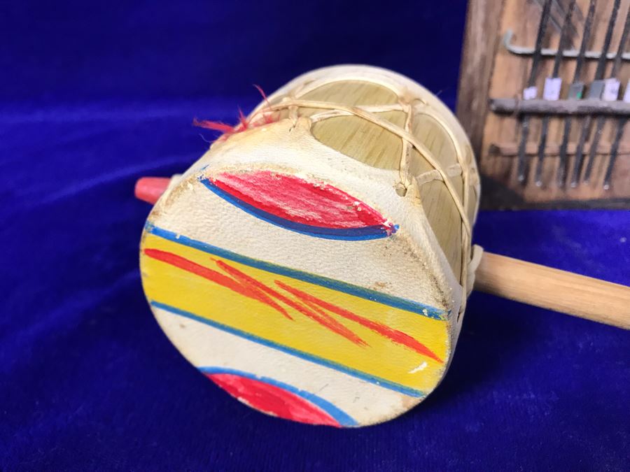 R: Bluesband Hohner Harmonica, C: Vintage African Mbira Musical Instrument, L: Rattle [Photo 3]