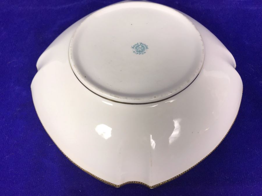 Hand Painted Gold Rimmed NIPPON Japanese Bowl 9'W [Photo 6]