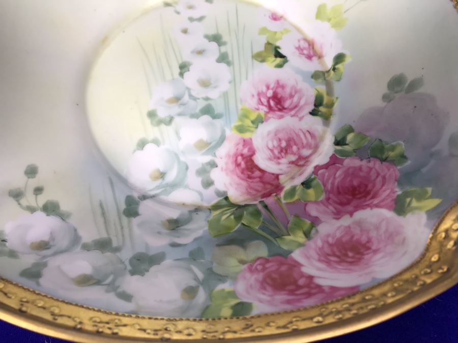 Hand Painted Gold Rimmed NIPPON Japanese Bowl 9'W [Photo 4]