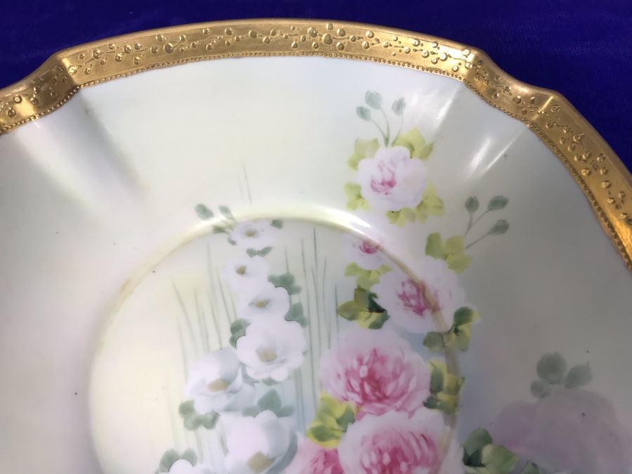 Hand Painted Gold Rimmed NIPPON Japanese Bowl 9'W [Photo 5]