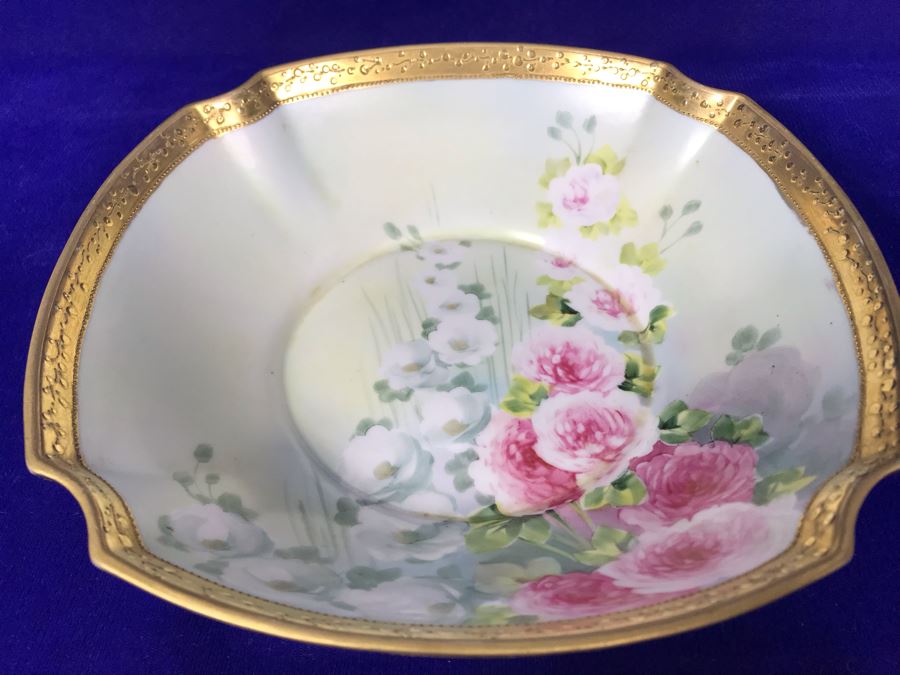 Hand Painted Gold Rimmed NIPPON Japanese Bowl 9'W [Photo 1]