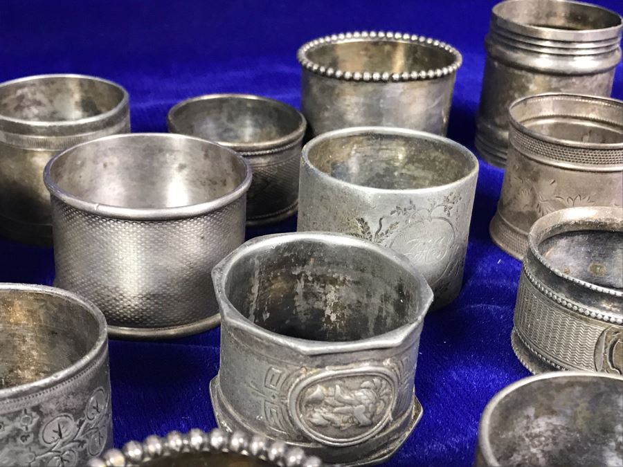 Collection Of Vintage Silverplate Mainly Monogrammed Napkin Rings [Photo 10]