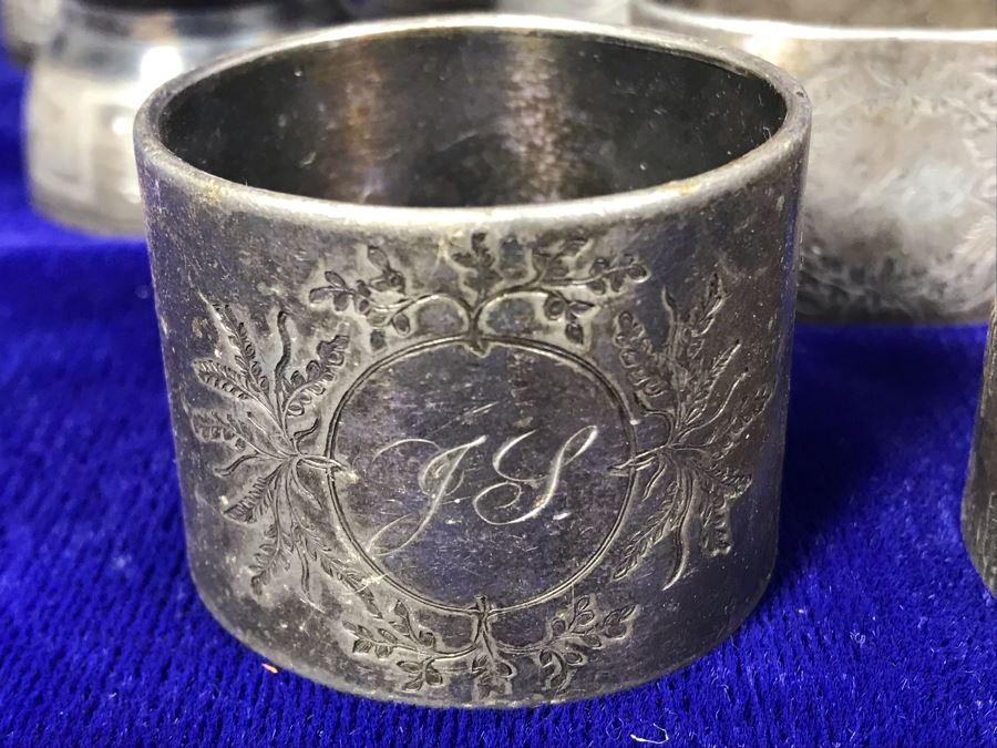 Collection Of Vintage Silverplate Mainly Monogrammed Napkin Rings [Photo 7]
