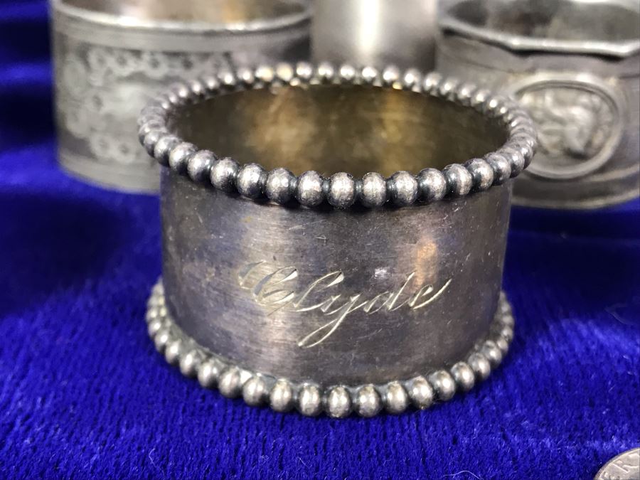 Collection Of Vintage Silverplate Mainly Monogrammed Napkin Rings [Photo 3]