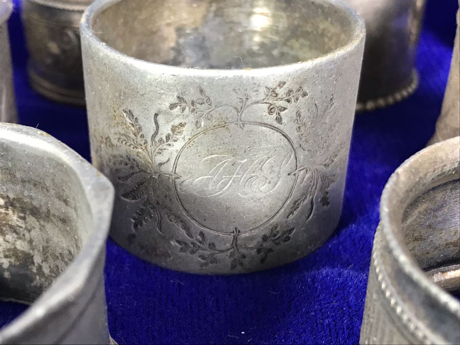 Collection Of Vintage Silverplate Mainly Monogrammed Napkin Rings [Photo 5]