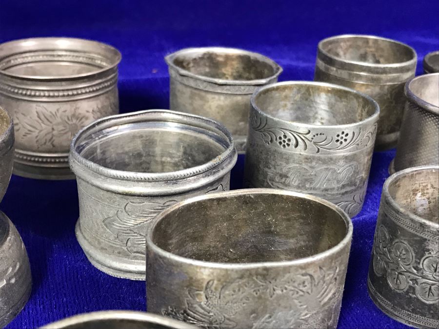Collection Of Vintage Silverplate Mainly Monogrammed Napkin Rings [Photo 9]