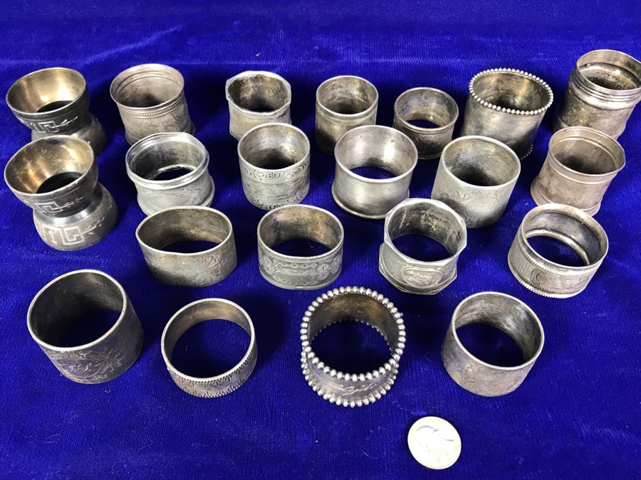 Collection Of Vintage Silverplate Mainly Monogrammed Napkin Rings [Photo 2]