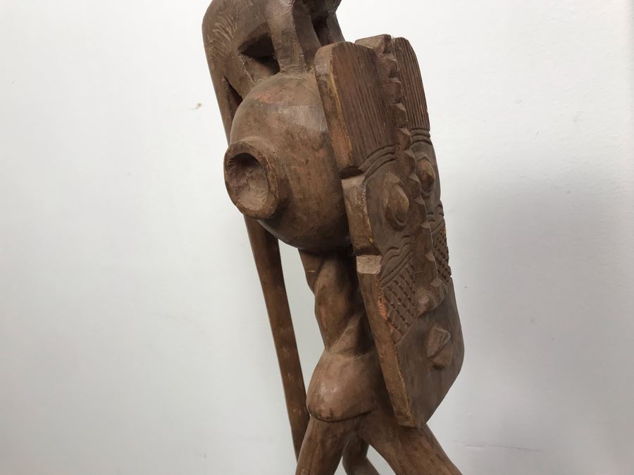 Large Wooden Hand Carved Ethnic Sculpture Figure 24'H [Photo 5]