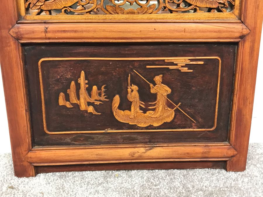 Stunning Antique Chinese Hand Carved Wooden Wall Mirror 22' X 35' - See Photos [Photo 14]