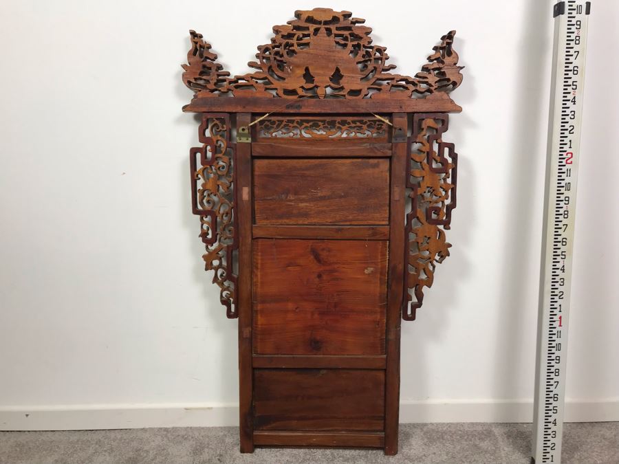 Stunning Antique Chinese Hand Carved Wooden Wall Mirror 22' X 35' - See Photos [Photo 23]