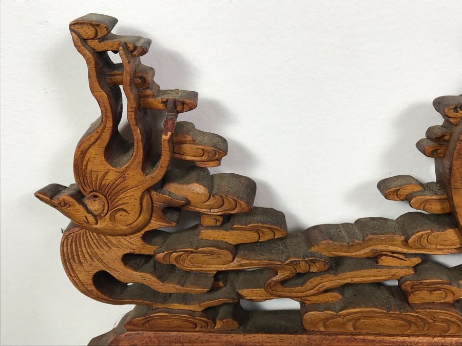 Stunning Antique Chinese Hand Carved Wooden Wall Mirror 22' X 35' - See Photos [Photo 8]