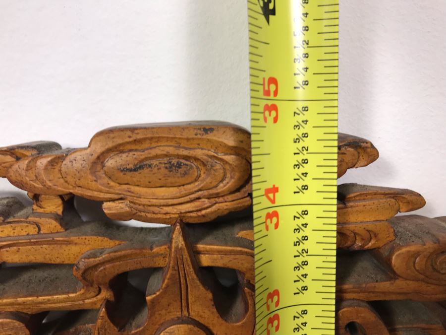 Stunning Antique Chinese Hand Carved Wooden Wall Mirror 22' X 35' - See Photos [Photo 28]