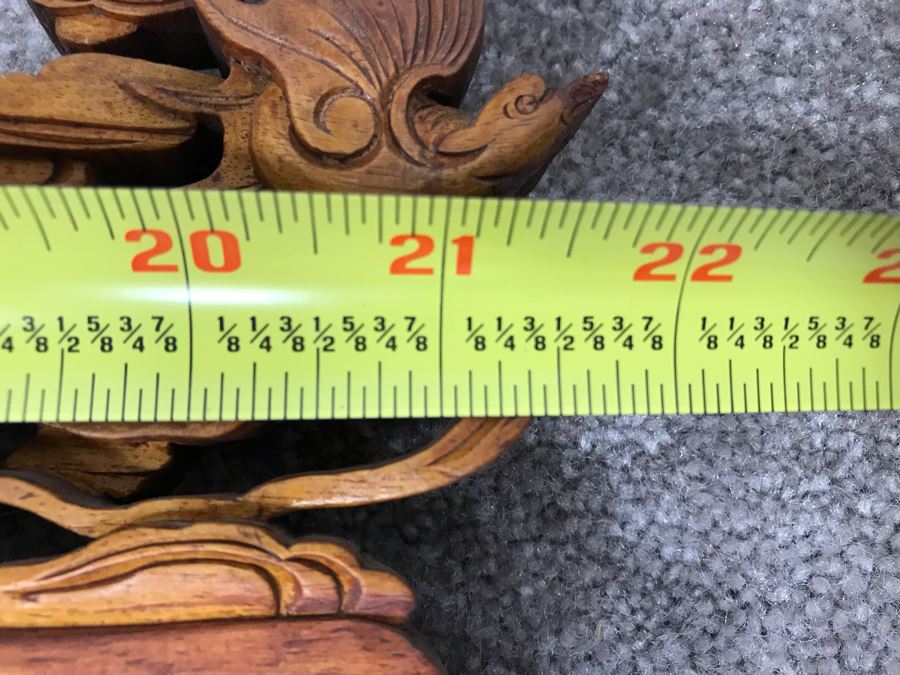 Stunning Antique Chinese Hand Carved Wooden Wall Mirror 22' X 35' - See Photos [Photo 29]