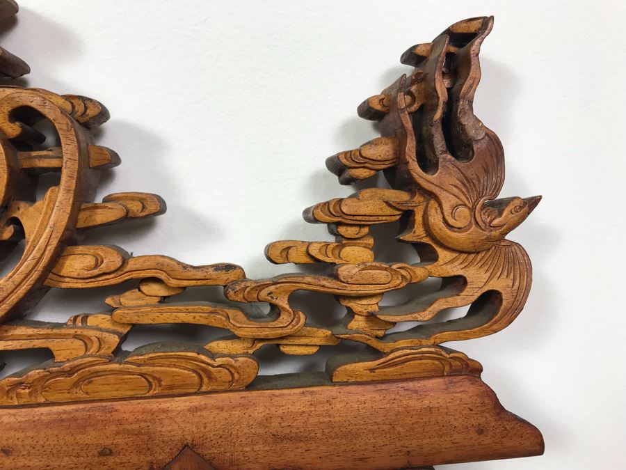 Stunning Antique Chinese Hand Carved Wooden Wall Mirror 22' X 35' - See Photos [Photo 22]