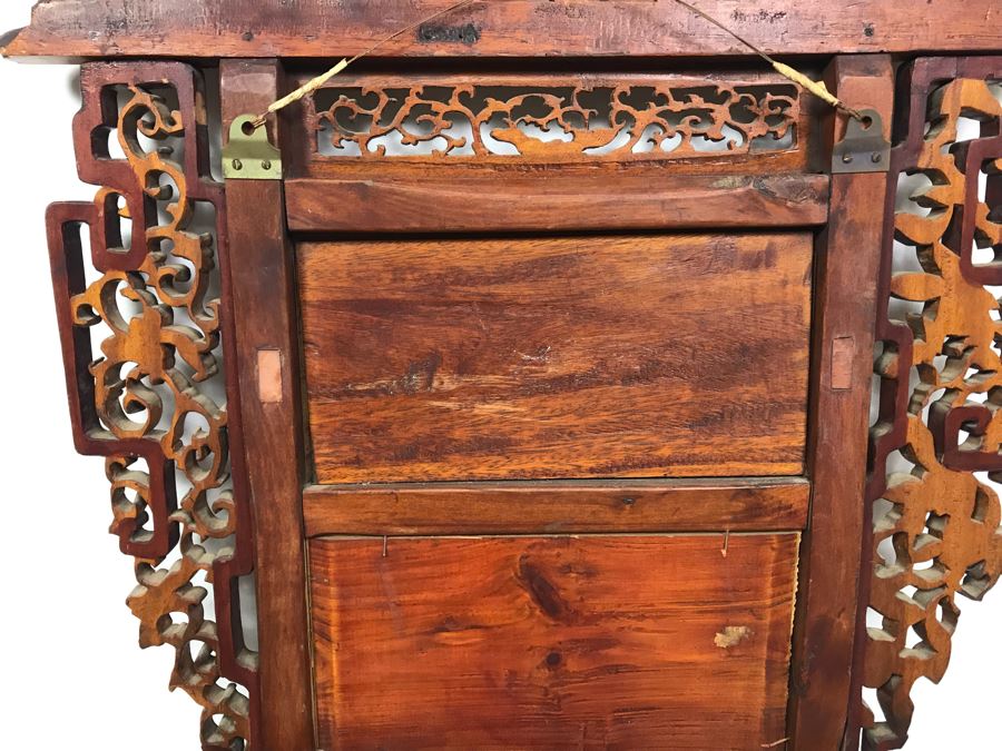 Stunning Antique Chinese Hand Carved Wooden Wall Mirror 22' X 35' - See Photos [Photo 25]
