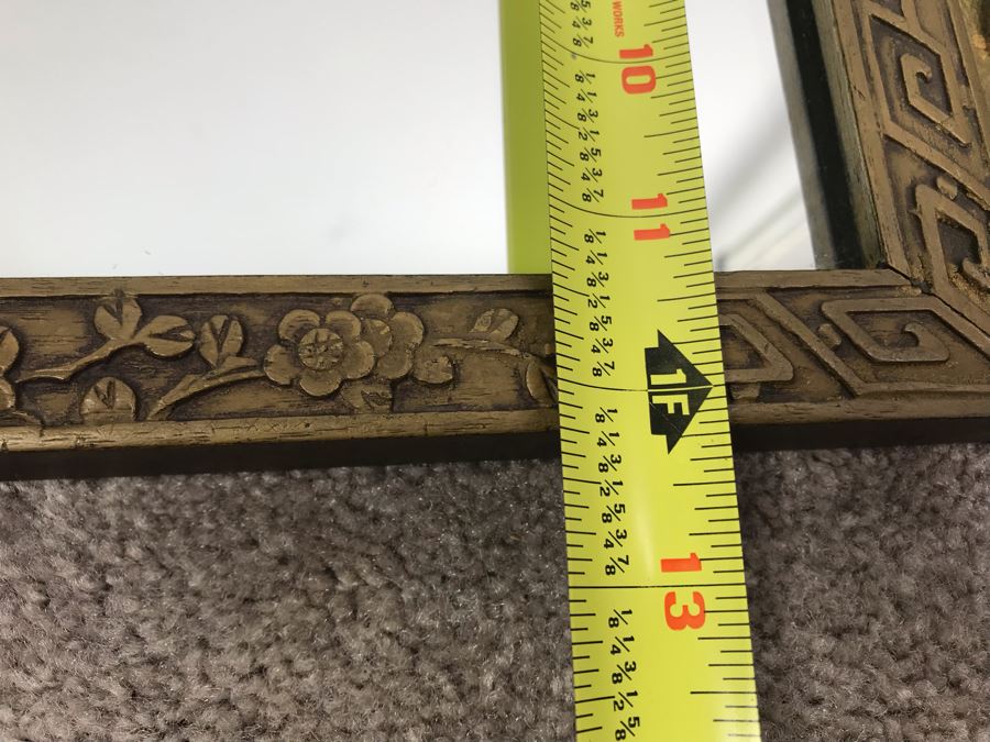 Stunning Vintage Chinese Relief Carved Wooden Gilded Wall Mirror 27' X 12' [Photo 20]