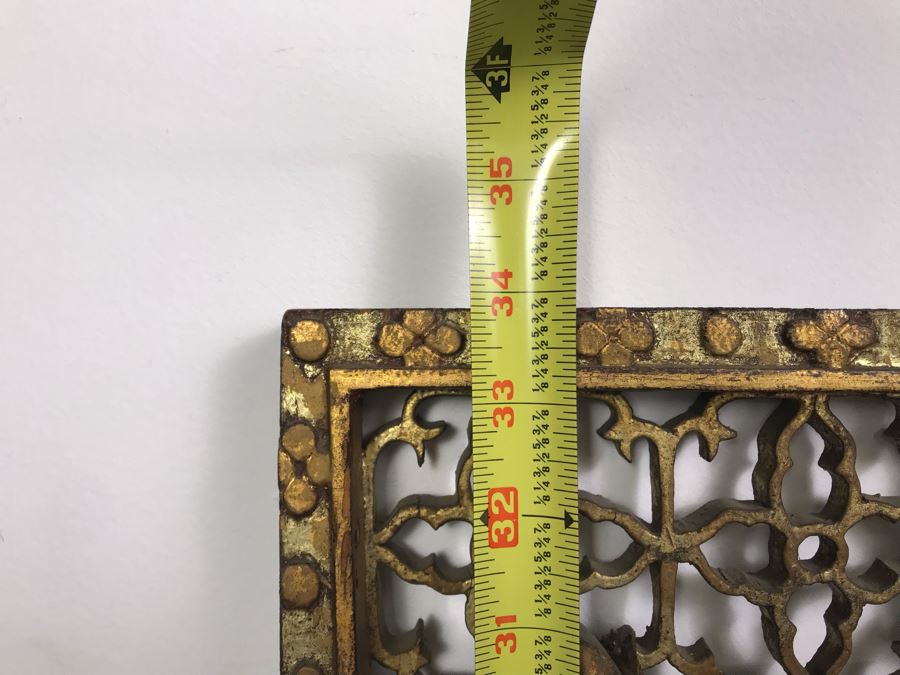 Vintage Chinese Relief Carved Gilt Wooden Door Panel Wall Decor Decorated With Birds, Butterflies And Blossoming Flowers 17' X 34' [Photo 18]