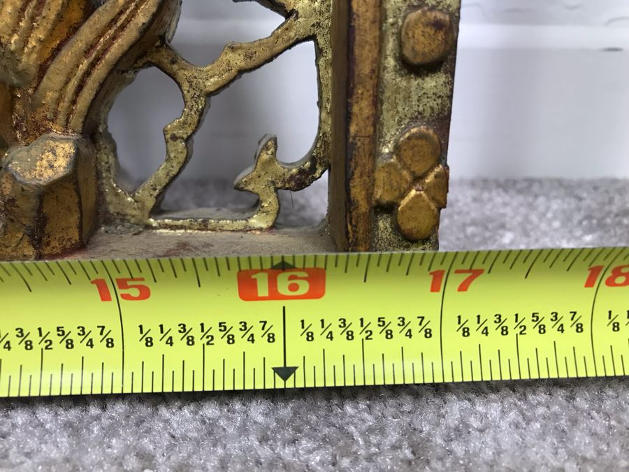 Vintage Chinese Relief Carved Gilt Wooden Door Panel Wall Decor Decorated With Birds, Butterflies And Blossoming Flowers 17' X 34' [Photo 17]