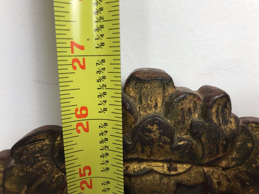 Stunning Antique Chinese Hand Carved Gilt Wooden Wall Mirror 16' X 27' [Photo 22]