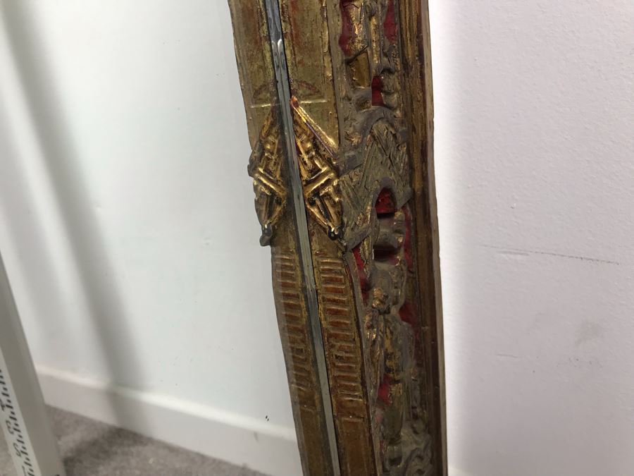 Stunning Antique Chinese Hand Carved Gilt Wooden Wall Mirror 16' X 27' [Photo 24]